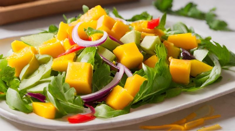 La ensalada agridulce de mango es muy versátil y puede acompañar a muchos platos